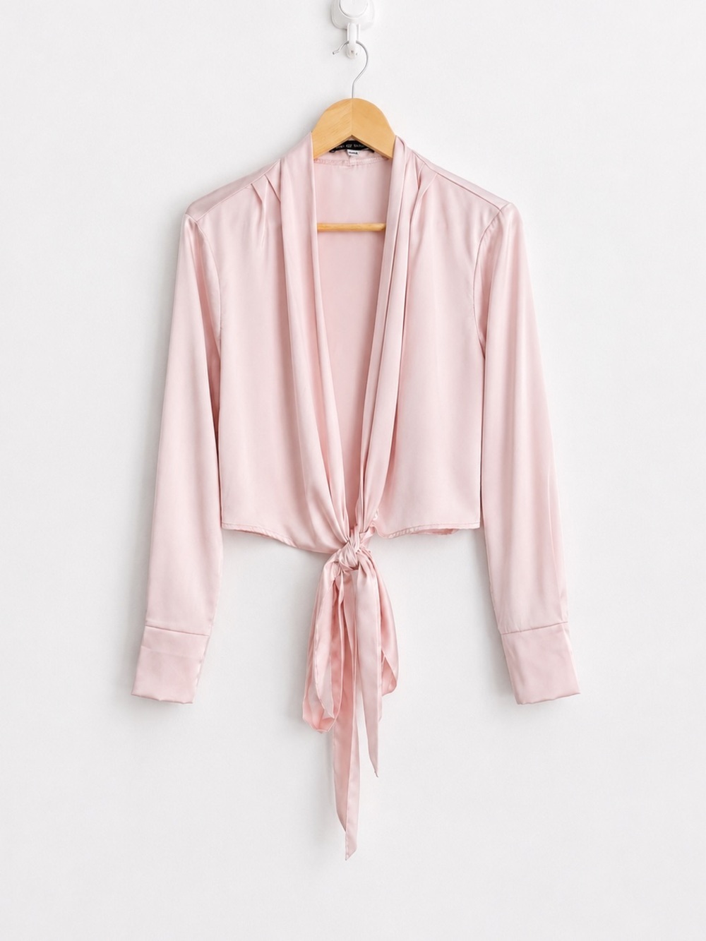Shelley Klassen Pink Satin Tie Front Blouse Coquette Balletcore M